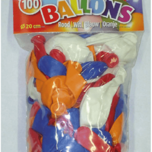 Ballon no. 8 pastel, zak met kopkaart, Rood,Wit,Blauw,Oranje