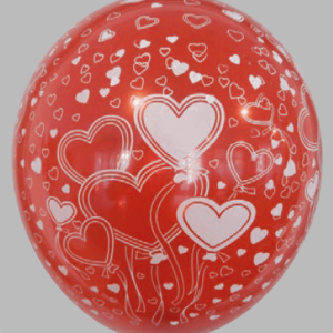 Ballon no. 12 kersenrood met harten