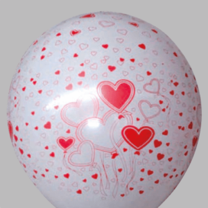 Ballon no. 12 wit met harten