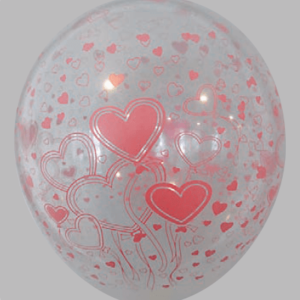 Ballon no. 12 transparant met harten
