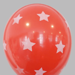 Ballon no. 12 dieprood met grote witte sterren