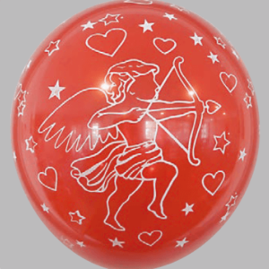 Ballon no. 12 rood en wit met Cupido