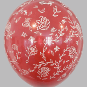 Ballon no. 12 bordeaux met rozen