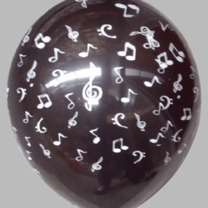 Ballon no. 12 wit en zwart met muzieknoten