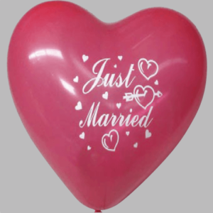 Hartballon no. 10 rood met Just Married