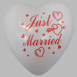 Hartballon no. 10 wit met Just Married