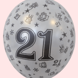 Ballon no. 14 parel wit met cijfer 45