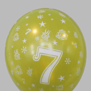 Ballon no. 14 metallic + parel assorti kleuren met cijfer 60