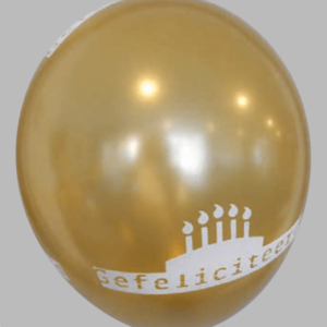 Ballon no. 14 metallic + parel assorti kleuren met gefeliciteerd