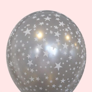 Ballon no. 14 metallic zilver met sterren