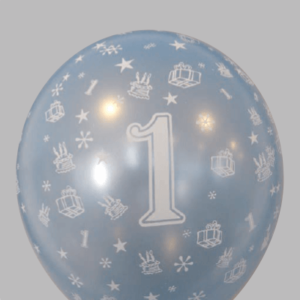 Ballon no. 14 parel blauw met cijfer 1