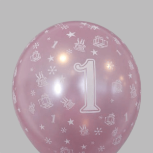 Ballon no. 14 parel rose met cijfer 1