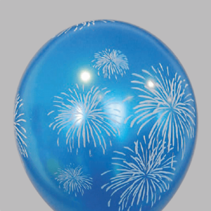 Ballon no. 14 metallic + parel assorti kleuren met Fireworks