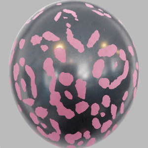 Ballon no. 12 metallic zwart met luipaard-motief