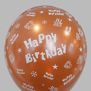 Ballon no. 14 metallic + parel assorti kleuren met Happy Birthday