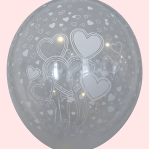 Ballon no. 12 transparant met met harten