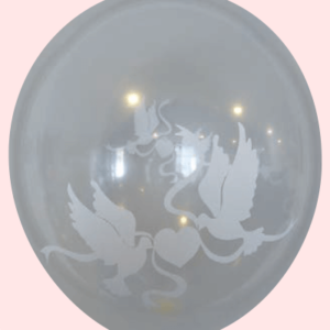 Ballon no. 12 transparant met met duiven/harten