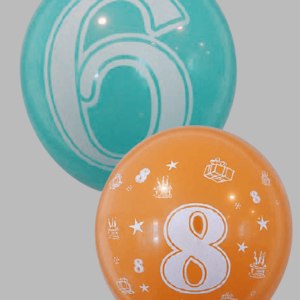 Ballon no. 12 pastel/deco assorti met cijfer 1