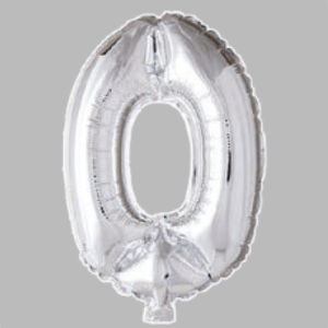 FOLIEBALLON NO. 16 ZILVER CIJFER NO. 0