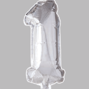 FOLIEBALLON NO. 16 ZILVER CIJFER NO. 1