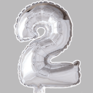 FOLIEBALLON NO. 16 ZILVER CIJFER NO. 2