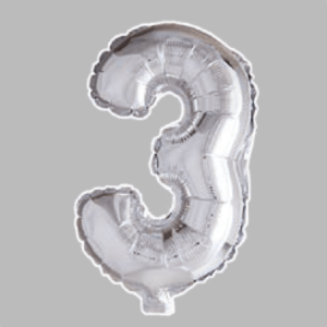 FOLIEBALLON NO. 16 ZILVER CIJFER NO. 3