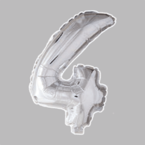 FOLIEBALLON NO. 16 ZILVER CIJFER NO. 4