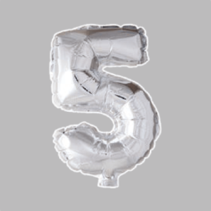 FOLIEBALLON NO. 16 ZILVER CIJFER NO. 5