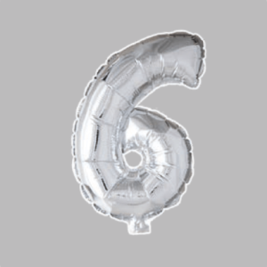 FOLIEBALLON NO. 16 ZILVER CIJFER NO. 6