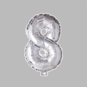 FOLIEBALLON NO. 16 ZILVER CIJFER NO. 8