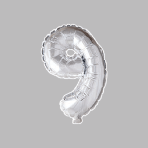 FOLIEBALLON NO. 16 ZILVER CIJFER NO. 9