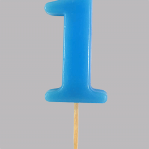 Kaars op prikker no.1 Blauw