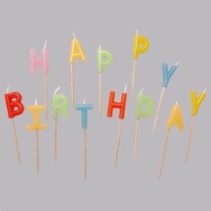 Set kaarsen op prikkers "Happy Birthday"