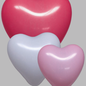 Hartballon no. 12 assorti rood/wit/rose