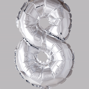 FOLIEBALLON No.8 Zilver 16 inch